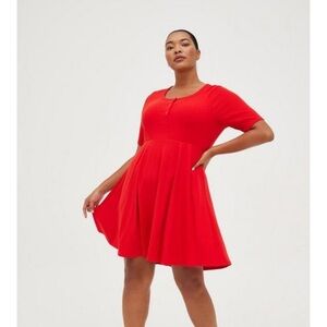 Torrid Mini Rib Knit Red Skater Dress Size 12